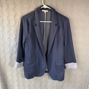 Skies Are Blue Blazer Coat Women’s Medium Blue Roll Up Cuff 21737